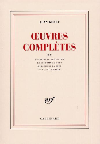 Couverture du livre « Oeuvres complètes t.2 » de Jean Genet aux éditions Gallimard