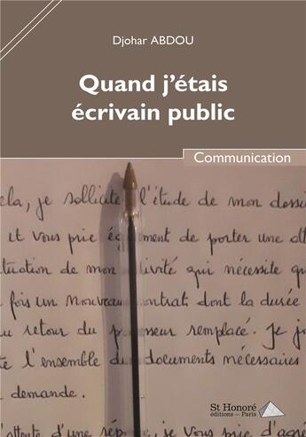 Couverture du livre « Quand j etais ecrivain public » de Abdou Djohar aux éditions Saint Honore Editions