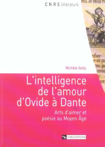 Couverture du livre « L'intelligence de l'amour d'ovide a dante » de Michele Gally aux éditions Cnrs