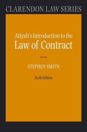 Couverture du livre « Atiyah's Introduction to the Law of Contract » de Atiyah P S aux éditions Oup Oxford