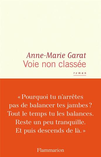 Couverture du livre « Voie non classée » de Anne-Marie Garat aux éditions Flammarion