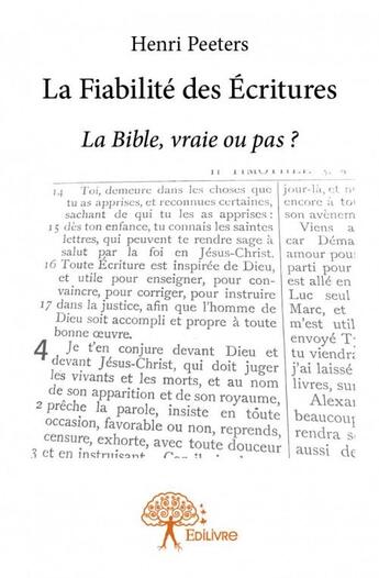 Couverture du livre « La fiabilité des écritures » de Peeters Henri aux éditions Edilivre