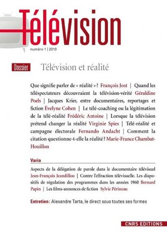 Couverture du livre « Télévision et réalité » de Francois Jost aux éditions Cnrs