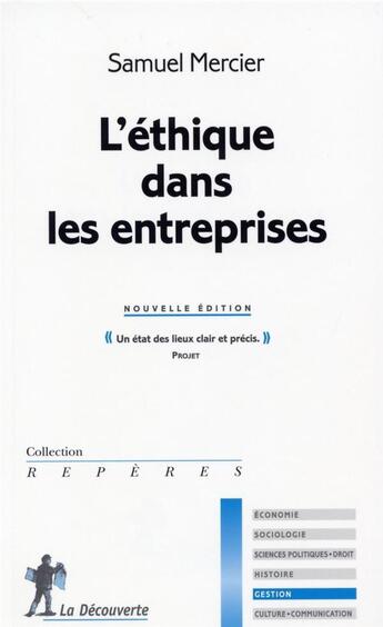 Couverture du livre « L'Ethique Dans Les Entreprises » de Samuel Mercier aux éditions La Decouverte