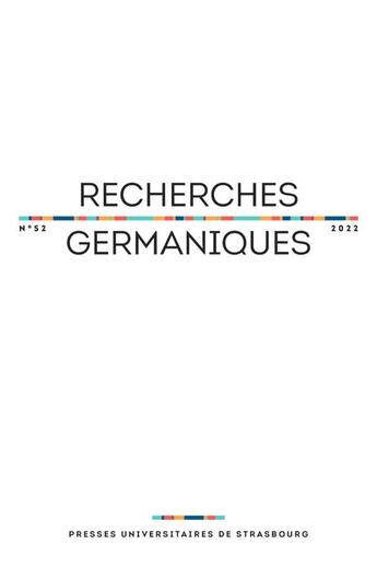 Couverture du livre « Recherches germaniques - varia » de Aurelie Chone aux éditions Pu De Strasbourg