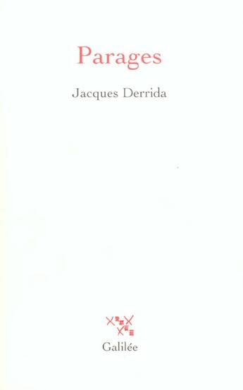 Couverture du livre « Parages » de Jacques Derrida aux éditions Galilee