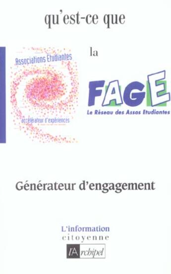 Couverture du livre « Qu'est-ce que la fage ? » de  aux éditions Archipel