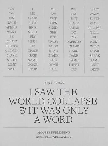 Couverture du livre « I saw the world collapse and it was only a word » de Hassan Khan aux éditions Mousse Publishing