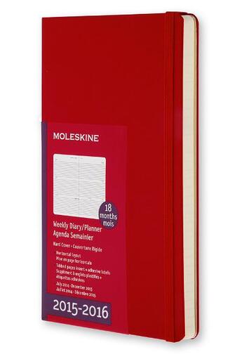 Couverture du livre « Agenda 18m semainier horizont 2015-16 grd rouge couverture rigide » de  aux éditions Moleskine