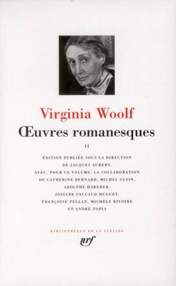 Couverture du livre « Oeuvres romanesques Tome 2 » de Virginia Woolf aux éditions Gallimard