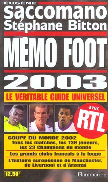 Couverture du livre « Memo foot 2003 » de Eugène Saccomano aux éditions Flammarion