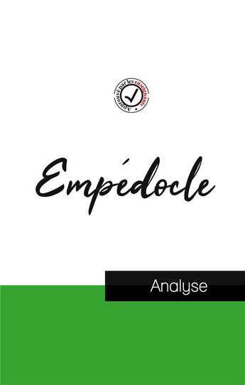 Couverture du livre « Empédocle : étude et analyse complète de sa pensée » de  aux éditions Comprendre La Philosophie