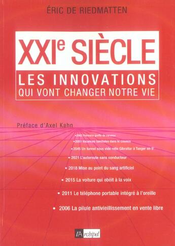 Couverture du livre « Les innovations qui vont changer votre vie » de Eric De Riedmatten aux éditions Archipel