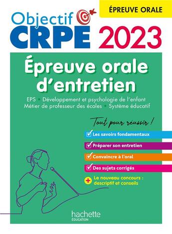 Couverture du livre « Objectif crpe 2023 - reussir l'epreuve orale d'entretien » de Royer/Herreman/Pasco aux éditions Hachette Education