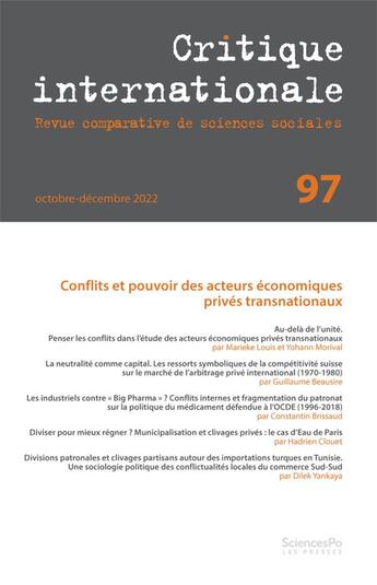 Couverture du livre « Critique internationale 97 » de  aux éditions Presses De Sciences Po