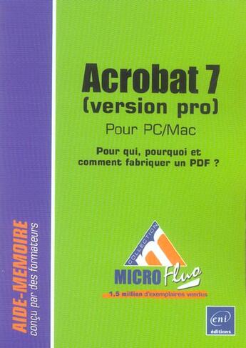 Couverture du livre « Acrobat 7 pour PC/Mac (version pro) » de Massey-De S Nathalie aux éditions Eni