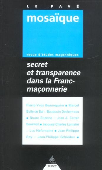 Couverture du livre « Secret et transparence dans la franc-maconnerie » de  aux éditions Dervy