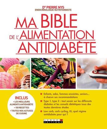 Couverture du livre « Ma bible de l'alimentation antidiabète » de Pierre Nys aux éditions Leduc