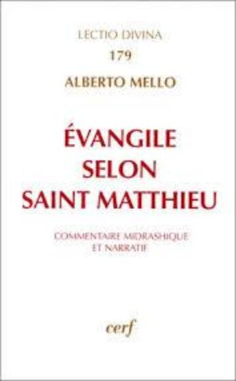 Couverture du livre « Évangile selon saint Matthieu » de Alberto Mello aux éditions Cerf