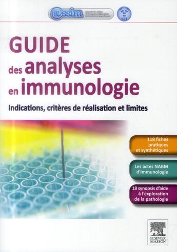 Couverture du livre « Guide des analyses en immunologie » de  aux éditions Elsevier-masson