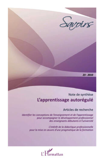 Couverture du livre « REVUE SAVOIRS n.23 : l'apprentissage autorégulé » de  aux éditions L'harmattan