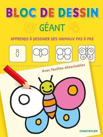 Couverture du livre « Bloc de dessin géant : Apprends à dessiner des animaux pas à pas » de Petra Theissen aux éditions Chantecler