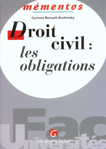 Couverture du livre « Memento dt civil : obligations » de Renault-Brahinsky Co aux éditions Gualino