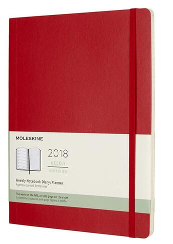 Couverture du livre « Agenda 2018 semainier très grand format souple rouge » de  aux éditions Moleskine