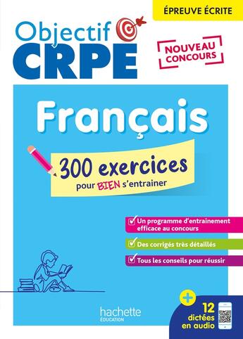 Couverture du livre « Objectif crpe 2025 je m'entraine avec des exercices de francais » de Lopez/Hennion-Brung aux éditions Hachette Education