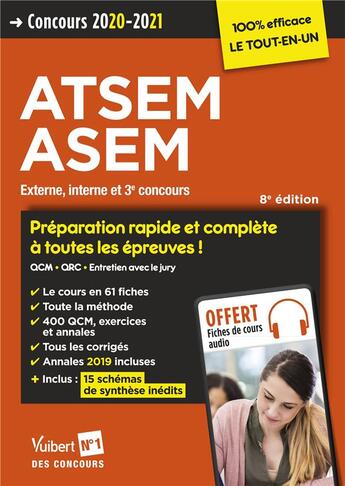 Couverture du livre « Concours ATSEM et ASEM ; catégorie C (édition 2020/2021) » de Elodie Laplace aux éditions Vuibert