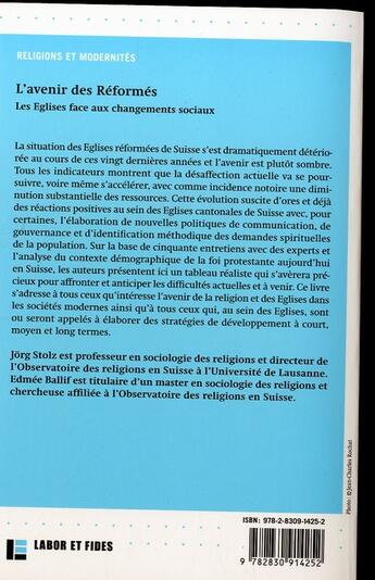 Couverture du livre « L'Avenir Des Reformes » de Stolz Jorg / Ballif aux éditions Labor Et Fides