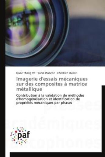 Couverture du livre « Imagerie d'essais mécaniques sur des composites à matrice métallique » de  aux éditions Presses Academiques Francophones