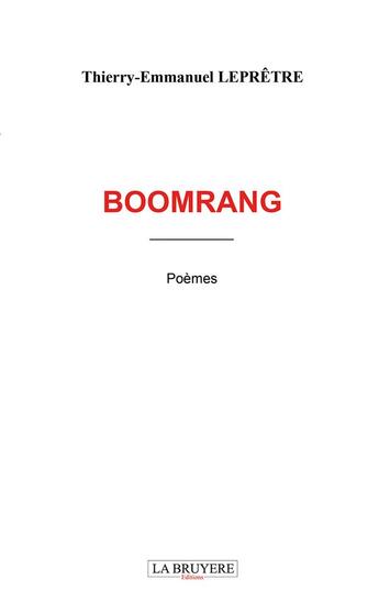 Couverture du livre « Boomrang » de Thierry Lepretre aux éditions La Bruyere