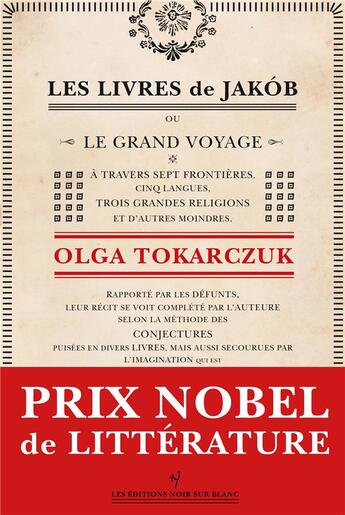 Couverture du livre « Les livres de jakób » de Olga Tokarczuk aux éditions Noir Sur Blanc