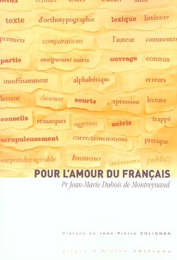 Couverture du livre « Pour l'amour du francais » de Dubois aux éditions Glyphe