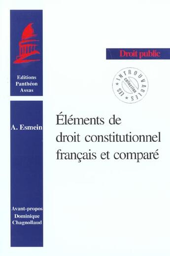 Couverture du livre « Éléments de droit constitutionnel français et comparé » de Adhemar Esmein aux éditions Pantheon-assas