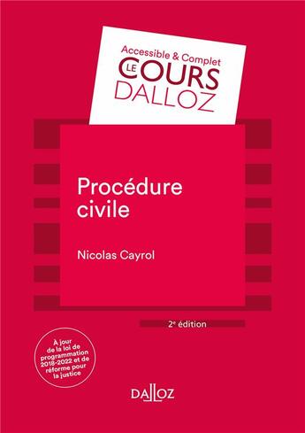 Couverture du livre « Procédure civile » de Cayrol/Nicolas aux éditions Dalloz