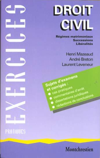 Couverture du livre « Dt. civil regimes matrimon.exe4 » de Mazeaud/Leveneur aux éditions Lgdj