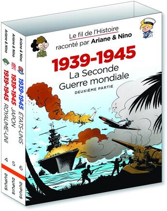 Couverture du livre « Le fil de l'Histoire raconté par Ariane & Nino : coffret vol.2 : Tomes 4 à 6 : 1939-1945, la Seconde Guerre mondiale deuxième partie » de Fabrice Erre et Sylvain Savoia aux éditions Dupuis