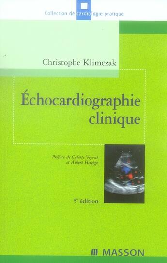 Couverture du livre « Échocardiographie clinique (5e édition) » de Christophe Klimczak aux éditions Elsevier-masson