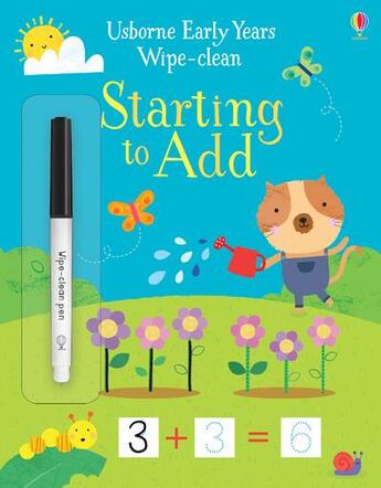 Couverture du livre « Early years wipe-clean ; starting to add ; age to 4/5 » de Jessica Greenwell et Sally Payne aux éditions Usborne