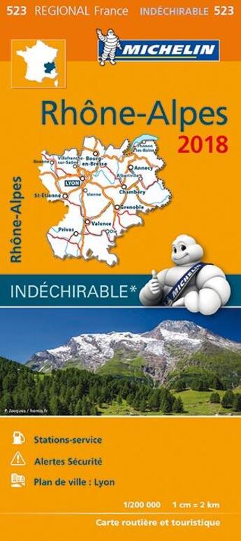 Couverture du livre « Carte regionale 523 rhone alpes 2018 » de Collectif Michelin aux éditions Michelin