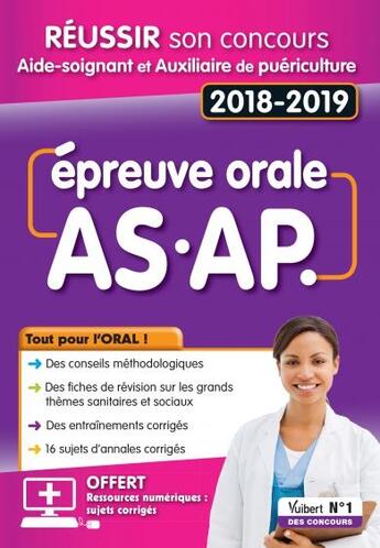 Couverture du livre « Intégrale : AS.AP : réussir son concours aide-soignant et auxiliaire de puériculture (concours 2018/2019) » de Frederique Jaquet et Francoise Sanchez aux éditions Vuibert