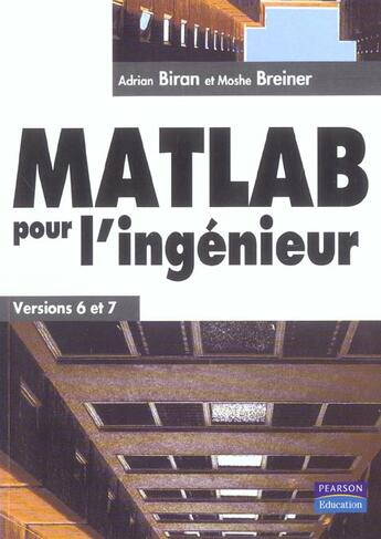 Couverture du livre « Matlab pour l'ingenieur versions 6 et 7 » de Adrian Biran aux éditions Pearson