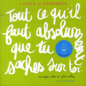 Couverture du livre « Tout ce qu'il faut absolument que tu saches sur toi » de Christophe Delbe et Julie Verley aux éditions Actes Sud Jeunesse