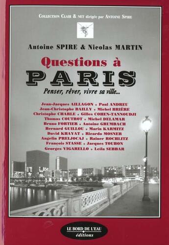 Couverture du livre « Questions a paris » de  aux éditions Bord De L'eau