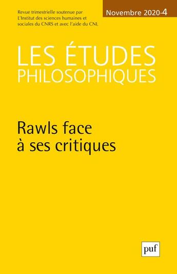 Couverture du livre « Etudes philosophiques 2020, n.4 » de  aux éditions Puf