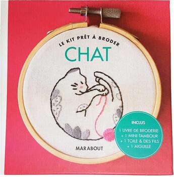 Couverture du livre « Kit prêt à broder ; chat » de  aux éditions Marabout