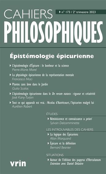 Couverture du livre « Epistemologie epicurienne » de Besnier/Marquand aux éditions Vrin