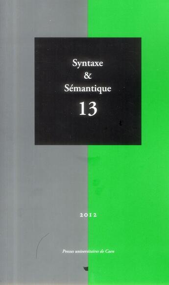 Couverture du livre « Syntaxe et sémantique » de  aux éditions Pu De Caen